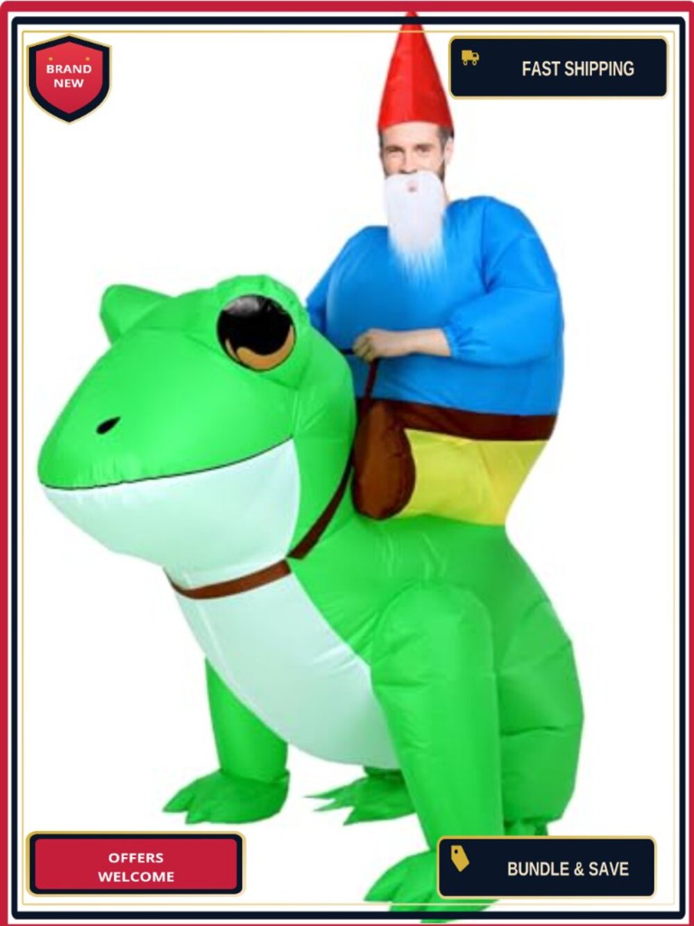 Inflatable Frog Costume Adults Gnome Ride On Outfit Unisex Cosplay